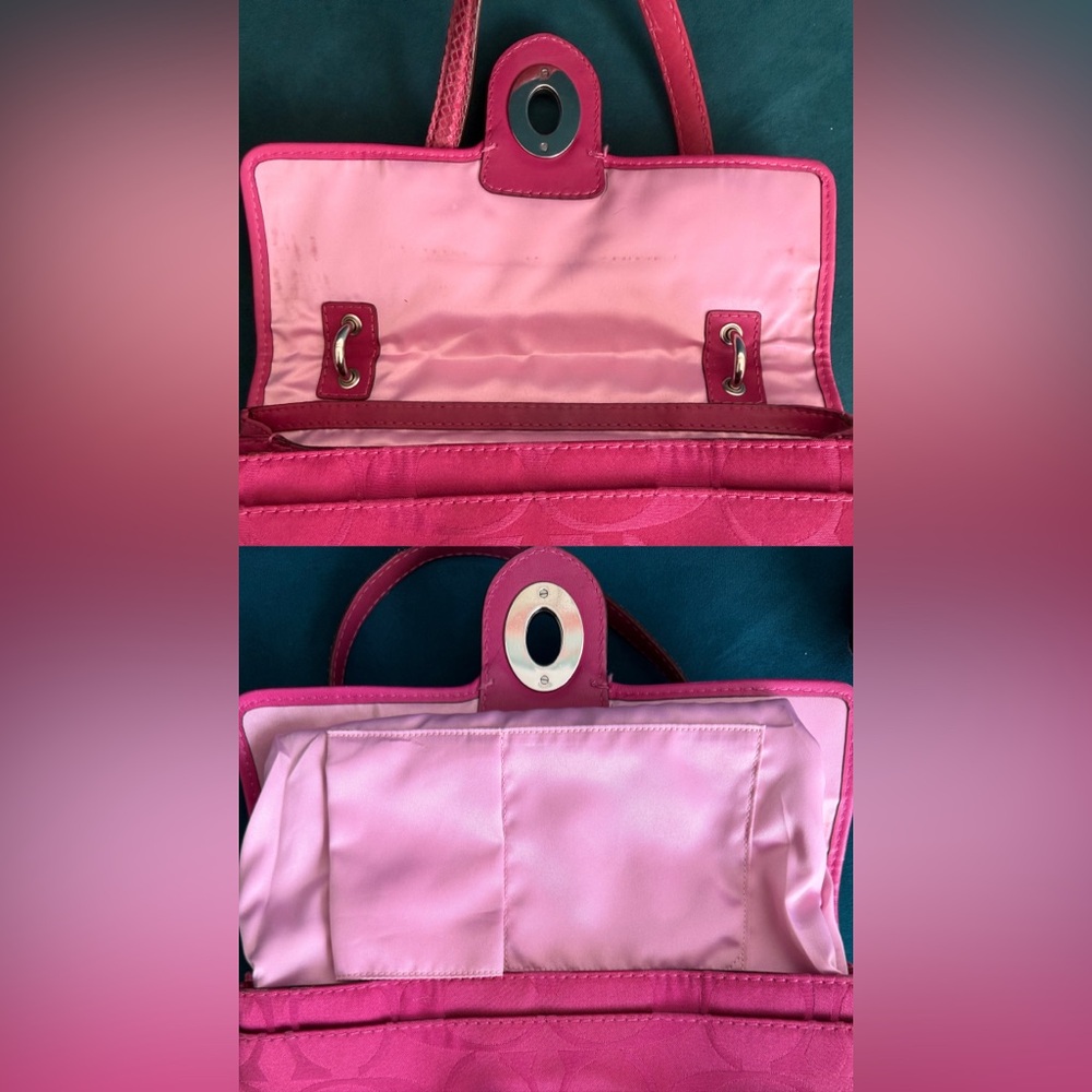 Y2K Coach Peyton Signature Pink Flap Shoulder Bag 14504 - Picture 12 of 16